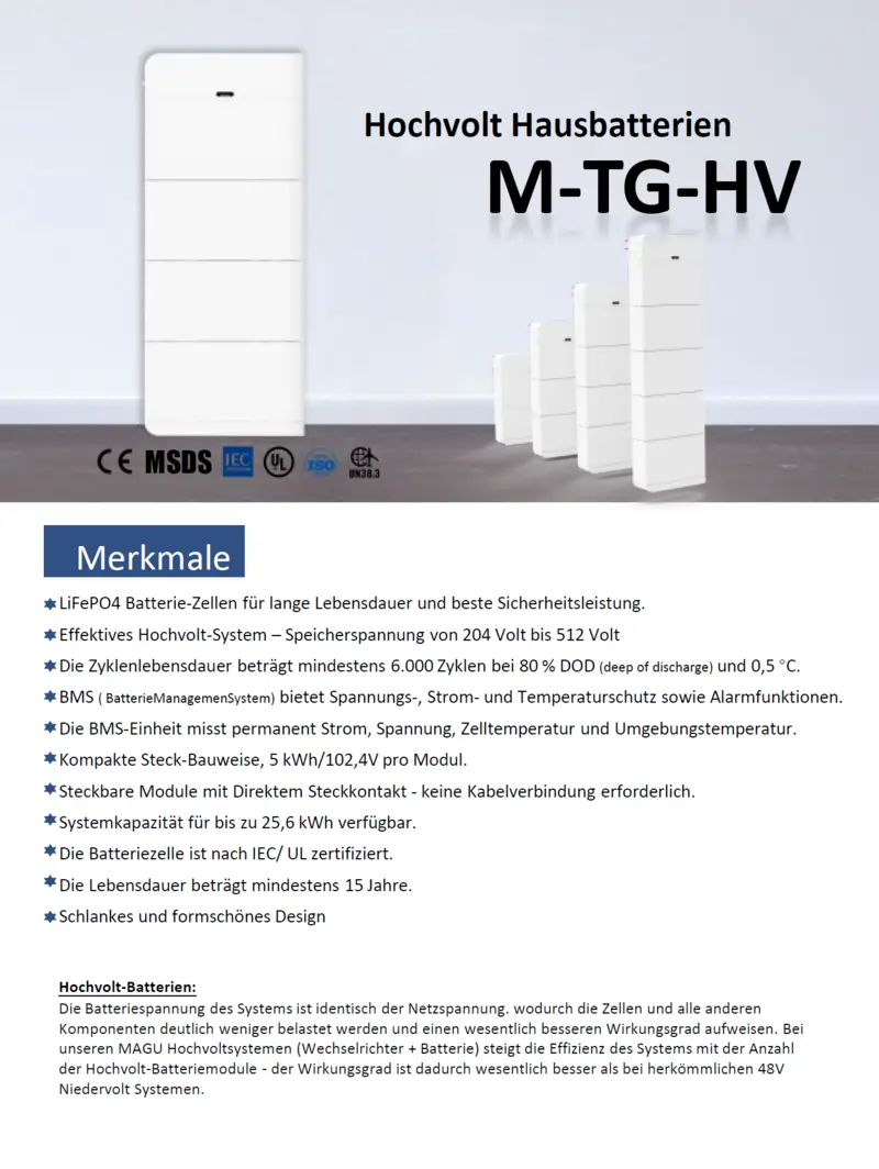 Cover für das technische Datenblatt der Hochvolt-Batteriespeicher.